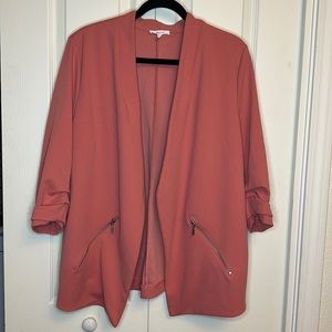 Maurices Peach Cardigan Blazer with Two Side Pockets Plus Size 1X